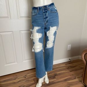 Cello High Rise Button Fly Distressed Denim Size 1